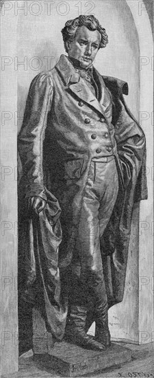 Actor Karl Seydelmann, statue of the new Burgtheater, Vienna, man, elegant clothes, Austria, historical illustration 1890, Europe
