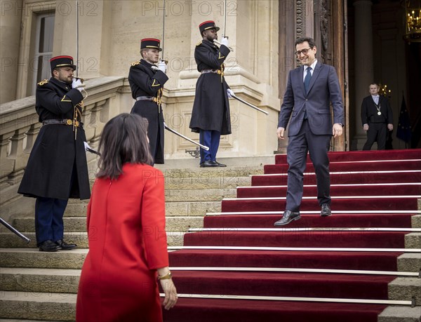 Annalena Baerbock (Alliance 90/The Greens), Federal Foreign Minister, photographed during her visit to Paris. Here together with the French Foreign Minister Stephane Sejourne in the Quai D'Orsay. 'Photographed on behalf of the Federal Foreign Office'