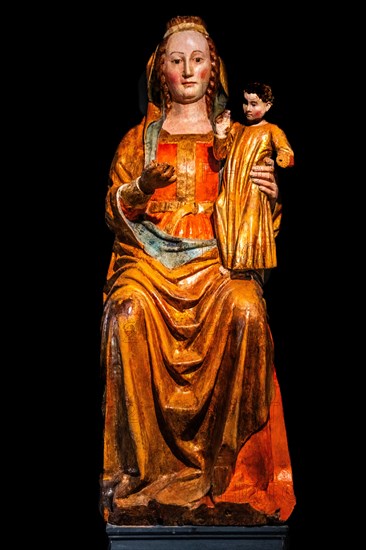 Madonna and Child, ca. 400, Friulian School, Museo Civico d'Arte, Palzuo Ricchieri, Old Town with magnificent aristocratic palaces and Venetian-style arcades, Pordenone, Friuli, Italy, Pordenone, Friuli, Italy, Europe