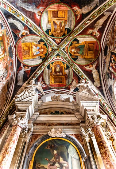 Ceiling frescoes, Duomo di San Marco, old town centre with magnificent aristocratic palaces and Venetian-style arcades, Pordenone, Friuli, Italy, Pordenone, Friuli, Italy, Europe