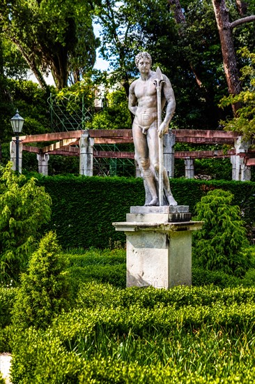 Park of Miramare Castle with marvellous view of the Gulf of Trieste, 1870, residence of Maximilian of Habsburg-Lorraine and Austria, princely living culture in the second half of the 19th century, Friuli, Italy, Trieste, Friuli, Italy, Europe