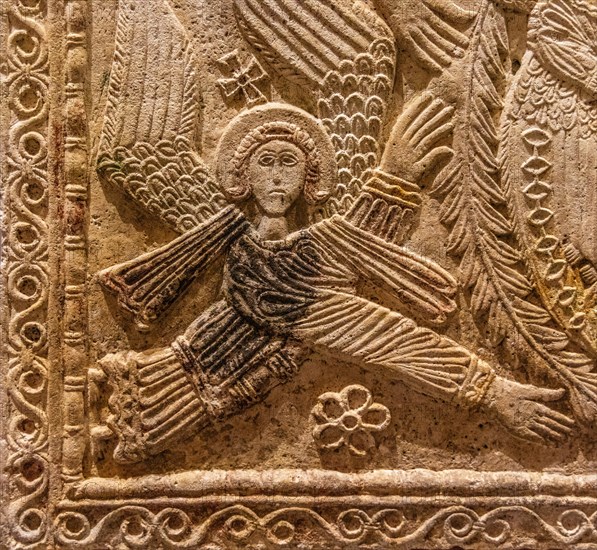 Ratchis Altar with angels, 8th century, Museo Cristiano with masterpieces of Lombard sculpture, Cividale del Friuli, city with historical treasures, UNESCO World Heritage Site, Friuli, Italy, Cividale del Friuli, Friuli, Italy, Europe