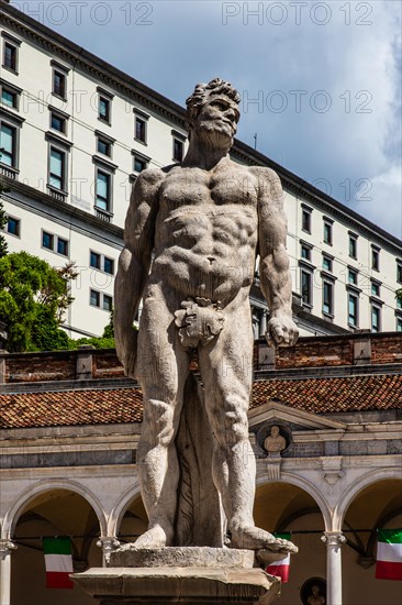 Statue of Cacus, Loggia di San Giovanni in Piazza della Liberta, Udine, most important historical city of Friuli, Italy, Udine, Friuli, Italy, Europe