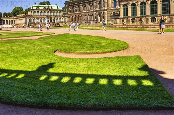 Picturesque scenery in the inner courtyard of the Dresden Zwinger, a jewel of Saxon Baroque, Dresden, Saxony, Germany, for editorial use only, Europe