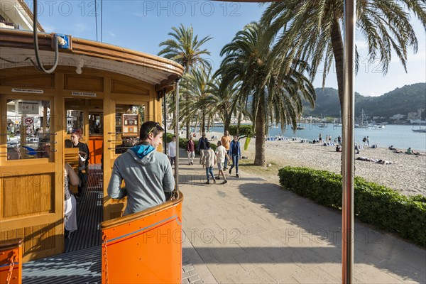 Historic tramway, Port de Soller, Majorca, Majorca, Balearic Islands, Spain, Europe