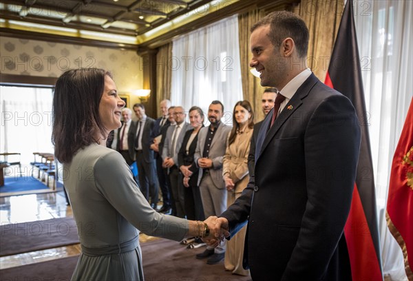 Annalena Baerbock (Alliance 90/The Greens), Federal Foreign Minister, photographed during her visit to Montenegro. Here she meets the Prime Minister Milojko Spajic in Villa Gorica. 'Photographed on behalf of the Federal Foreign Office'