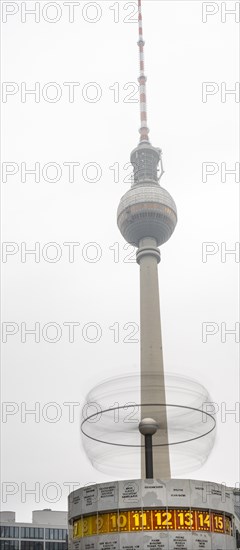 Long exposure, World Time Clock at Alexanderplatz, Berlin, Germany, Europe