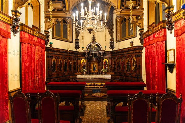 Chapel, neo-renaissance, neo-baroque interior, Miramare Castle with marvellous view of the Gulf of Trieste, 1870, residence of Maximilian of Austria, princely living culture in the second half of the 19th century, Friuli, Italy, Trieste, Friuli, Italy, Europe