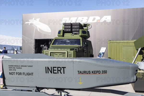 Taurus weapon system, air-to-ground cruise missile of the Bundeswehr, version KEPD-350 with tandem warhead, cruise missiles. ILA Berlin Air Show, International Aerospace Exhibition, Schoenefeld, Brandenburg, Germany, Europe