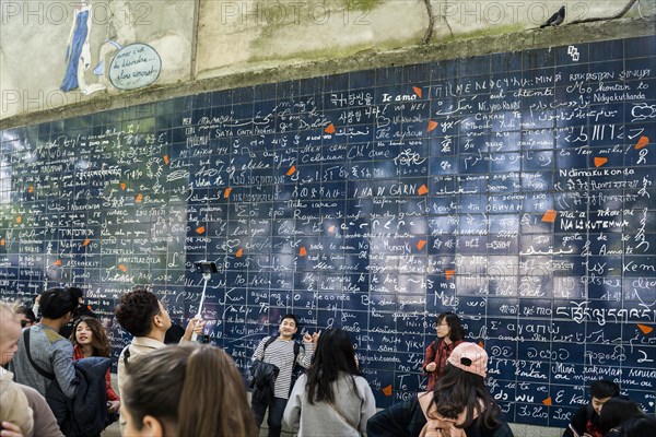 Wall of Love, Mur des Je t'Aime, Montmartre, Paris, Ile-de-France region, France, Europe