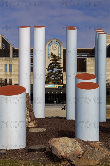 Lansing, Michigan, The Michigan History Museum. A sculpture called Polaris Ring, by David Barr, is outside the museum