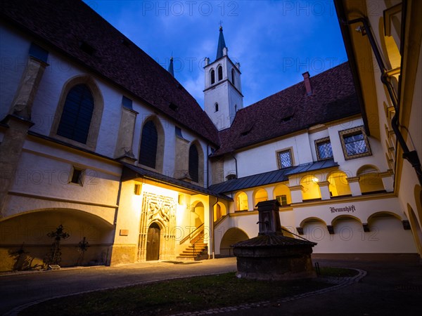 Brunnhoefl, inner courtyard in Goess Abbey, former convent of the Benedictine nuns, Leoben, Styria, Austria, Europe