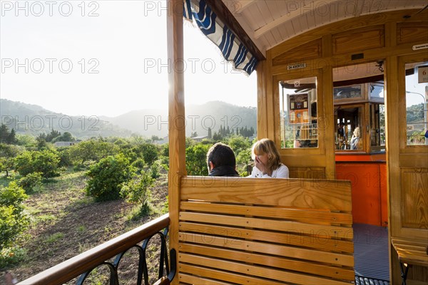 Historic tramway, Port de Soller, Majorca, Majorca, Balearic Islands, Spain, Europe