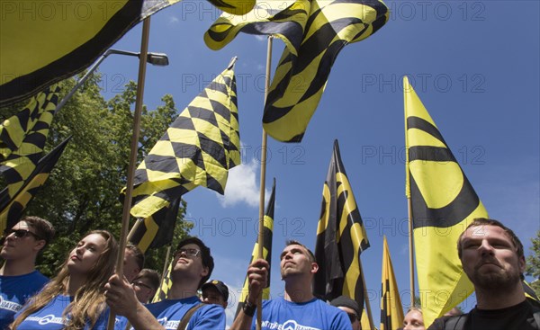 Demonstration by the Identitarian Movement. Several hundred supporters of the Identitarian Movement demonstrated in Berlin under the slogan Future Europe - for the defence of our identity, culture and way of life . The right-wing group is being monitored by the Office for the Protection of the Constitution, 17.06.2017