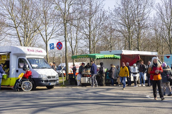 Founded in 1990, Dresden's largest weekly market market near the German Hygiene Museum in the historic city centre welcomes visitors on Fridays with around 160 traders, Dresden, Saxony, Germany, Europe