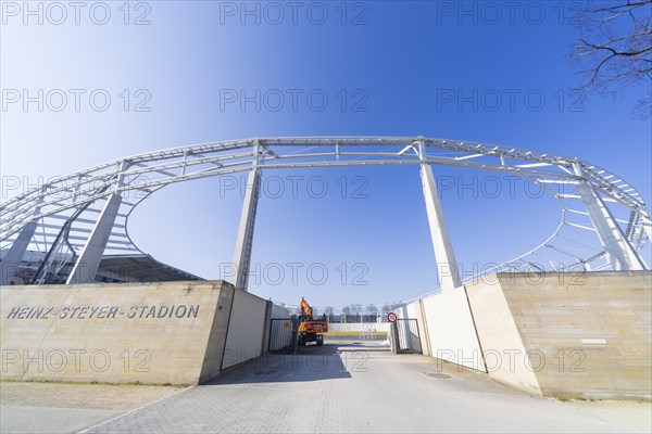 The Heinz Steyer Stadium is a football stadium with athletics facilities in the Friedrichstadt district of the Saxon state capital of Dresden that is currently being renovated. It was initially called Stadion am Ostragehege of the Dresdner SC. In 1949 it was renamed after the communist footballer Heinz Steyer, who was executed in 1944, Dresden, Saxony, Germany, Europe