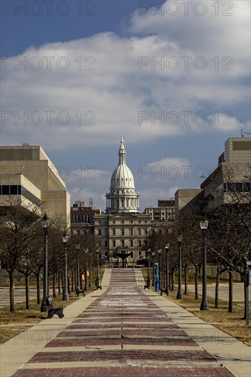 Lansing, Michigan, The Frank J. Kelley Captiol Walkway, leading to the Michigan state capitol building