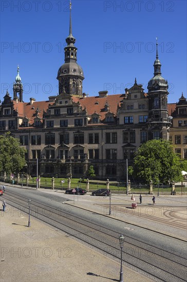 Building complex of the Dresden Residential Palace, which also houses the world-famous Green Vault, Inner Old Town of Dresden, Saxony, Germany, Europe