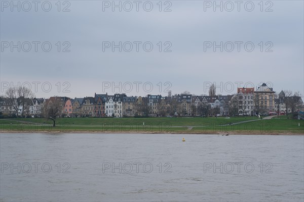 View over the Rhine, behind Oberkassel, Duesseldorf, Germany, Europe