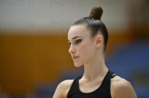 World champion Darja Varfolomeev (GER), portrait, rhythmic gymnastics, RSG, Schmiden International 2024, Fellbach, Baden-Wuerttemberg, Germany, Europe