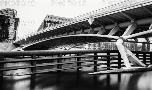 Black and white photography, long exposure, detail photo, Kronprinzenbruecke in the government district, Berlin, Germany, Europe