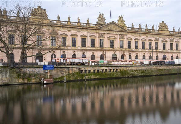 Long exposure, Unter den Linden Palace Bridge with a view of the German Historical Museum, Berlin, Germany, Europe