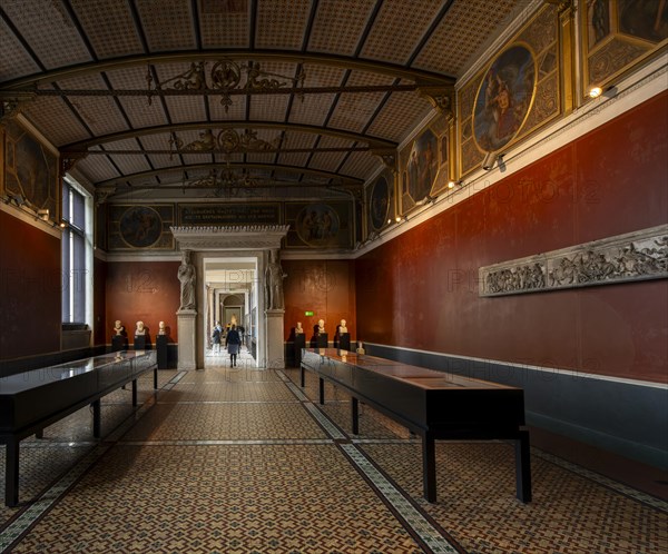 Exhibits and display cases, exhibition rooms in the Neues Museum, Museum Island, Berlin, Germany, Europe