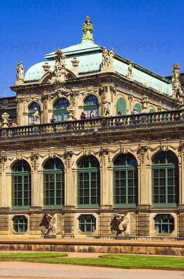 Picturesque scenery in the inner courtyard of the Dresden Zwinger, a jewel of Saxon Baroque, Dresden, Saxony, Germany, for editorial use only, Europe