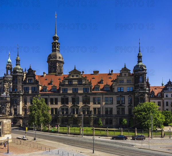 Building complex of the Dresden Residential Palace, which also houses the world-famous Green Vault, Inner Old Town of Dresden, Saxony, Germany, Europe