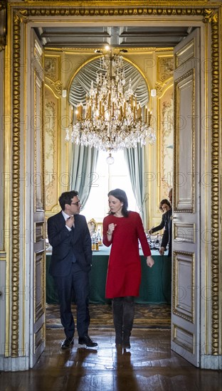 Annalena Baerbock (Alliance 90/The Greens), Federal Foreign Minister, photographed during her visit to Paris. Here together with the French Foreign Minister Stephane Sejourne in the Quai D'Orsay. 'Photographed on behalf of the Federal Foreign Office'