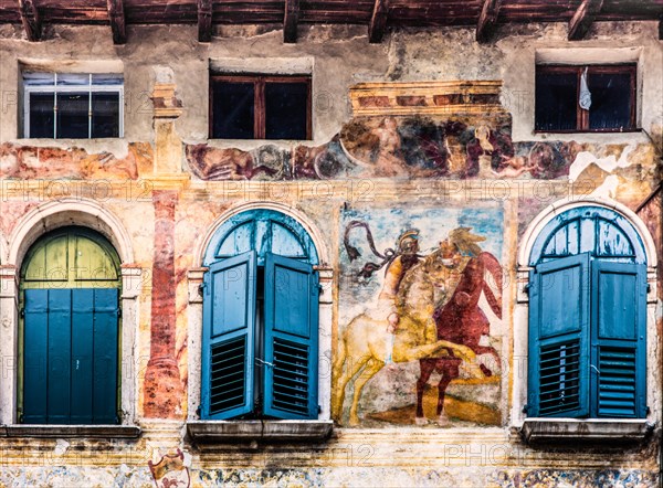 Corso Vittorio Emanuele II, old town centre with magnificent aristocratic palaces and Venetian-style arcades, Pordenone, Friuli, Italy, Pordenone, Friuli, Italy, Europe