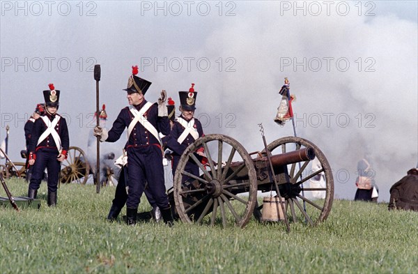 Actors in historical uniforms re-enact the battle in historical battle scenes on the 185th anniversary of the Battle of Leipzig in 1813, Leipzig, 17 October 1998