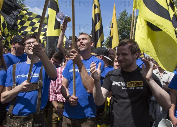 Demonstration by the Identitarian Movement. Several hundred supporters of the Identitarian Movement demonstrated in Berlin under the slogan Future Europe - for the defence of our identity, culture and way of life . The right-wing group is being monitored by the Office for the Protection of the Constitution, 17.06.2017