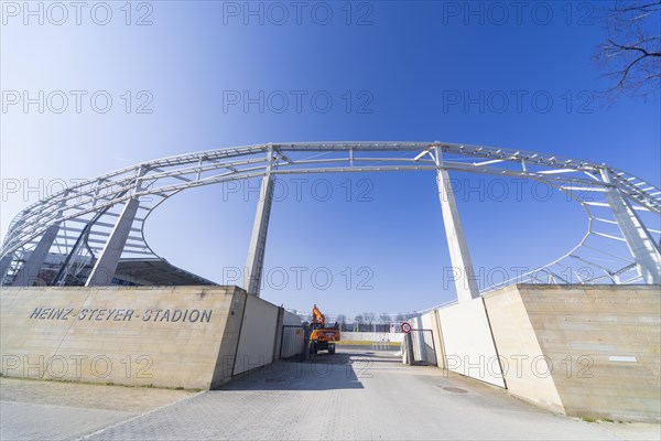 The Heinz Steyer Stadium is a football stadium with athletics facilities in the Friedrichstadt district of the Saxon state capital of Dresden that is currently being renovated. It was initially called Stadion am Ostragehege of the Dresdner SC. In 1949 it was renamed after the communist footballer Heinz Steyer, who was executed in 1944, Dresden, Saxony, Germany, Europe