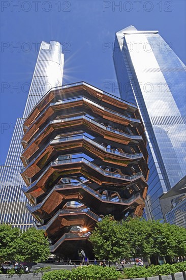 The Vessel, high-rise buildings 35 and 50 Hudson Yards, Chelsea neighbourhood, West Manhattan, New York City, New York, USA, North America