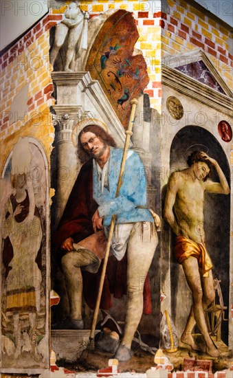 Frescoes, Duomo di San Marco, old town centre with magnificent aristocratic palaces and Venetian-style arcades, Pordenone, Friuli, Italy, Pordenone, Friuli, Italy, Europe