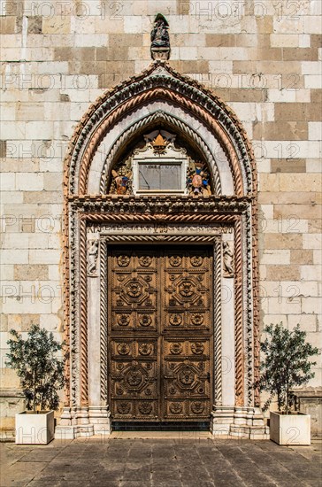 Portal of the Cathedral of Santa Maria Assunta, 14th century, Cividale del Friuli, city with historical treasures, UNESCO World Heritage Site, Friuli, Italy, Cividale del Friuli, Friuli, Italy, Europe
