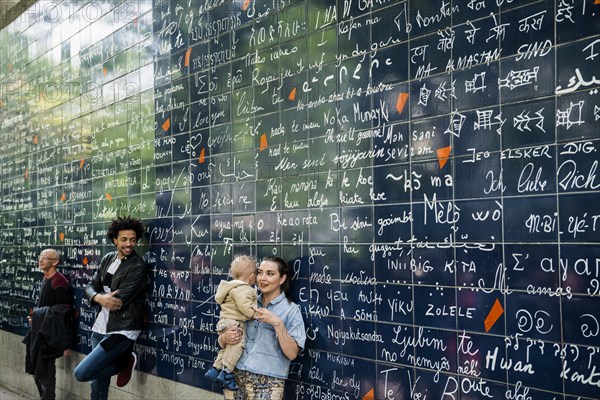 Wall of Love, Mur des Je t'Aime, Montmartre, Paris, Ile-de-France region, France, Europe