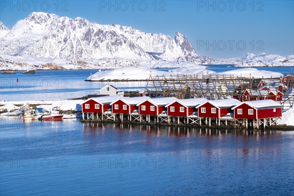 Lofoten, Norway. Solvaer, Nordland province. Holiday flats, Svolvaer, Nordland, Lofotoen, Norway, Europe