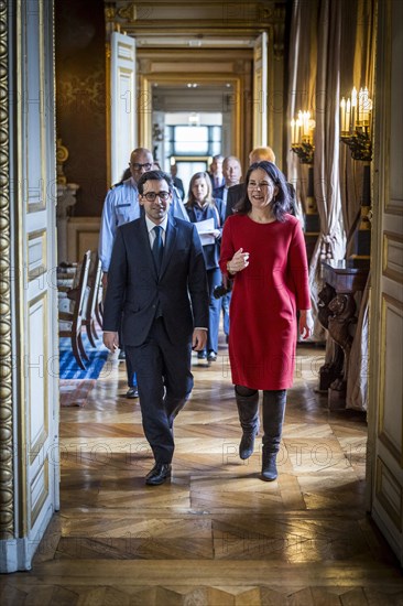 Annalena Baerbock (Alliance 90/The Greens), Federal Foreign Minister, photographed during her visit to Paris. Here together with the French Foreign Minister Stephane Sejourne in the Quai D'Orsay. 'Photographed on behalf of the Federal Foreign Office'