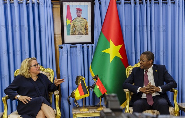 Svenja Schulze (SPD), Federal Minister for Economic Cooperation and Development, and Karamoko Jean Marie Traore, Foreign Minister of Burkina Faso, Ouagadougou, 5 March 2024. Photographed on behalf of the Federal Ministry for Economic Cooperation and Development