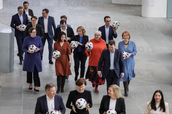 The cabinet members photographed as part of a group photo during EURO24, 100 days in front of the opening match of the home European Championship. Berlin, 07.03.2024. Photographed on behalf of the Federal Foreign Office
