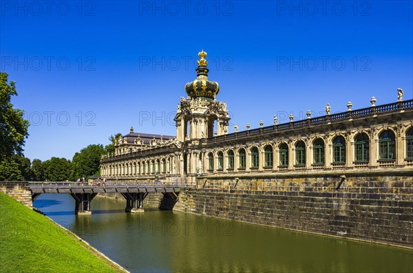 South-west side and southern corner of the Dresden Zwinger, a jewel of Saxon Baroque, in Dresden, Saxony, Germany, Europe