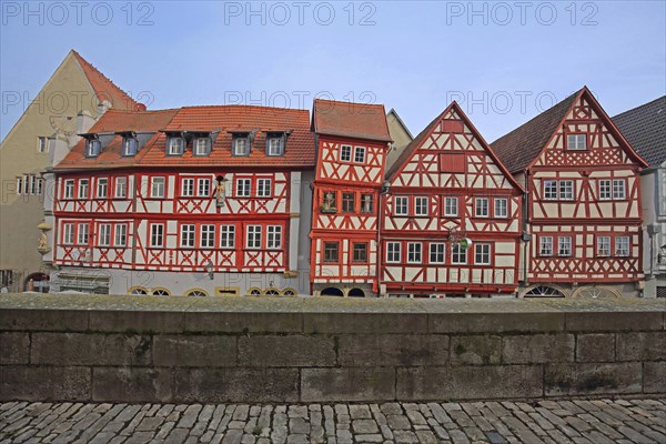Half-timbered houses in the main street, Ochsenfurt, Lower Franconia, Franconia, Bavaria, Germany, Europe