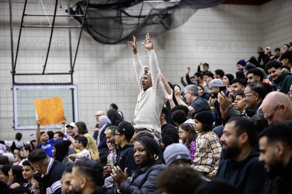 Hamtramck, Michigan USA, 8 March 2024, Arab-Americans from Hamtramck and Dearborn, Michigan faced off in a charity fundraising basketball game and children's tug-of war. The event raised money for charities in Palestine and Yemen