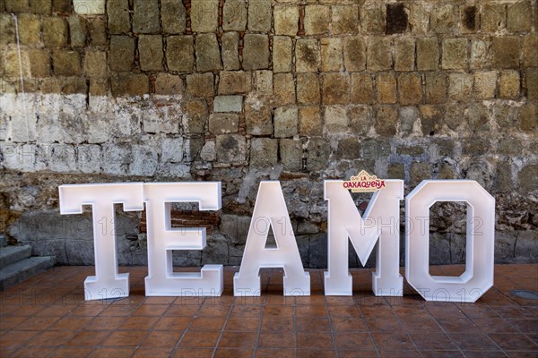 Oaxaca, Mexico, On Valentine's Day, large letters along a walkway read Te Amo, or I Love You, Central America
