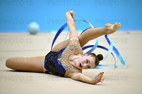 Margarita Kolosov (GER) action, ribbon, rhythmic gymnastics, RSG, Schmiden International 2024, Fellbach, Baden-Wuerttemberg, Germany, Europe