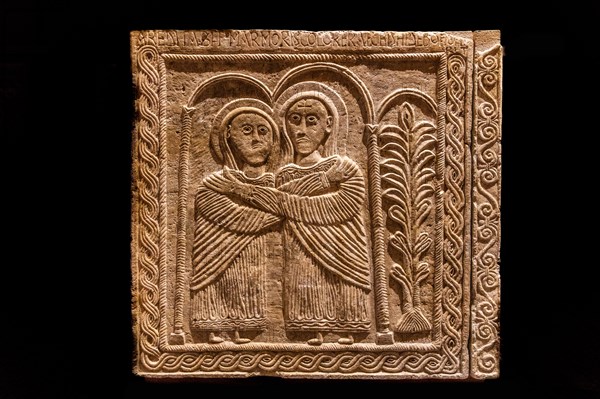 Ratchis Altar with the Visitation with the Virgin Mary and St Elisabetta, 8th century, Museo Cristiano with masterpieces of Lombard sculpture, Cividale del Friuli, city with historical treasures, UNESCO World Heritage Site, Friuli, Italy, Cividale del Friuli, Friuli, Italy, Europe