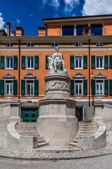 Statue of the Lady of Peace, Loggia di San Giovanni in Piazza della Liberta, Udine, most important historical city of Friuli, Italy, Udine, Friuli, Italy, Europe