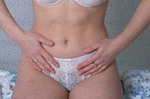 Woman having stomach pain